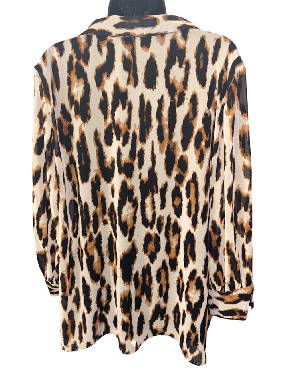 INVESTMENTS Animal Group Sheer Leopard Print Tunic Blouse with Tank Attached - Picture 4 of 7